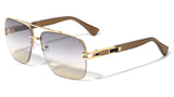 Elegant Square Semi Rimless Fancy Metal & Plastic Luxury Aviator Sunglasses