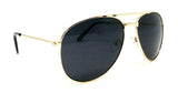 Black & Gold Pilot Aviator Sunglasses Super Dark Lenses