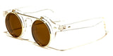 Cool Flip Up Round Clear Circle Lens Retro Steampunk Luxury Sunglasses