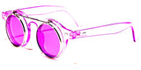 Cool Flip Up Round Clear Circle Lens Retro Steampunk Luxury Sunglasses