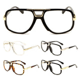 Gazelle Deejay Square Hip Hop Luxury Sunglasses w/ Clear Lenses