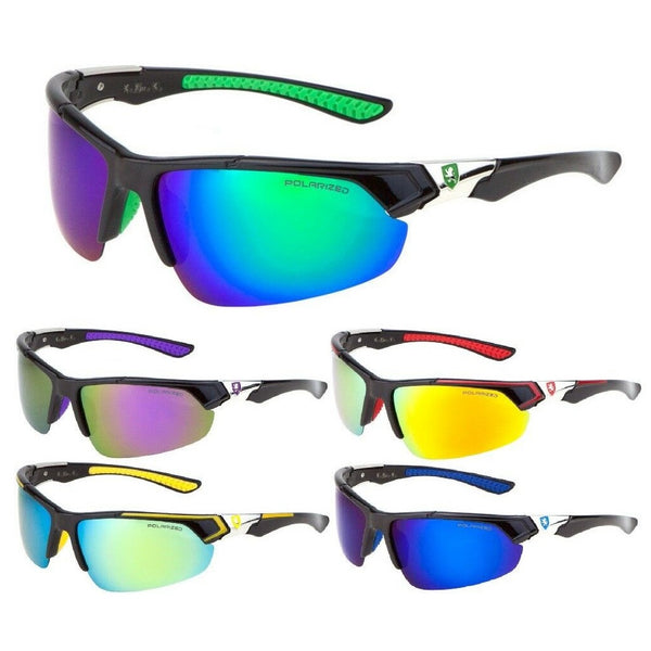 Khan Polarized Semi Rimless Sport Wrap Around Sunglasses