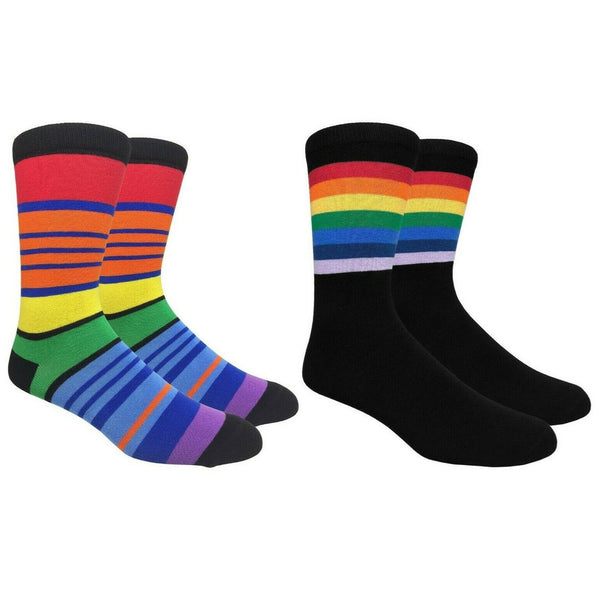 Colorful Rainbow Pride Striped Print Pattern Knit Crew Socks