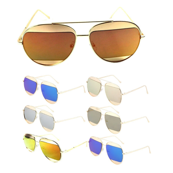 Split Half Lens Fashion Aviator Sunglasses