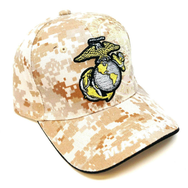 United States Marine Corps Digital Desert Camo 3D Anchor Globe Logo Adjustable Hat