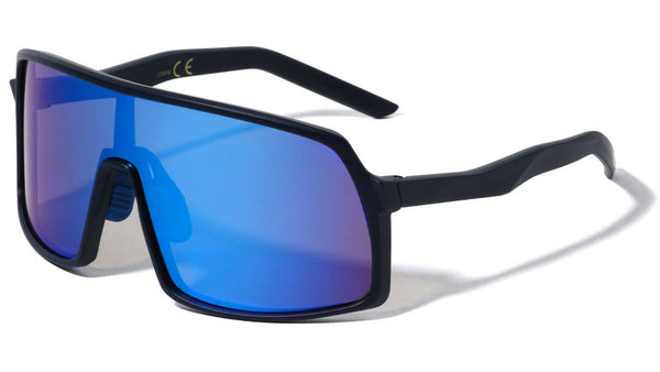 Oversized Futuristic Shield Wrap Around Sport Sunglasses