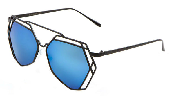 Geometric Lattice Wire Metal Frame Futuristic Aviator Luxury Sunglasses