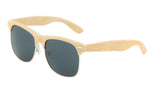 Classic Faux Bamboo Wood Print Square Retro Sunglasses