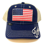 Ford Motors USA American Flag Adjustable Curved Bill Hat