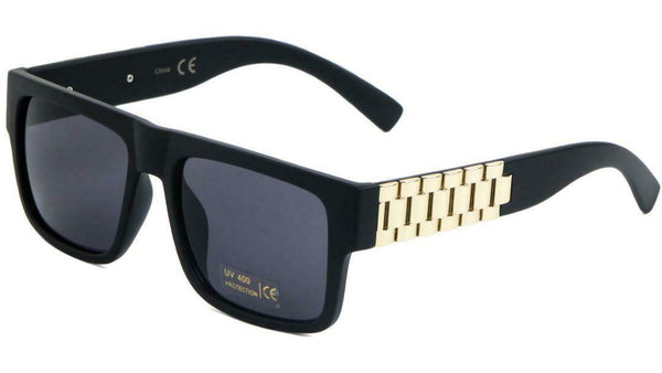 Watch Band Link Chain Square Luxury Sunglasses w/ Tinted Lenses