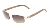 Debonair Metal & Faux Wood Slim Half Rim Rectangular Luxury Sunglasses