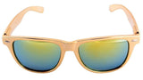 Gold Metallic Square Sunglasses Iridium Mirror Lenses