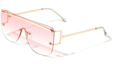Flat Top Rimless Square Shield Aviator One Piece Lens Luxury Sunglasses
