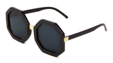 Thick Bold Oversized Frame Octagon John Lennon Luxury Sunglasses w/ Flat Lenses