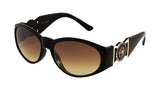 Kleo Oval Gold Lion Head Medallion Buckle Retro Luxury Sunglasses
