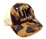 University of Kentucky Wildcats Brown Woodland Camo Tan Mesh Trucker Adjustable Curved Bill Hat