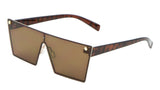 Art Deco Flat Top Shield One Piece Floating Lens Sunglasses