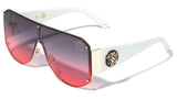 Kleo Oversized Lionhead Medallion One Piece Lens Shield Luxury Sunglasses