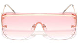 Flat Top Rimless Square Shield Aviator One Piece Lens Luxury Sunglasses