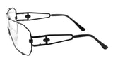 Hustler Oversized Wrap Around Shield Aviator One Piece Lens Sunglasses w/ Clear Lenses