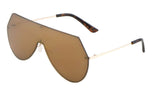 Oversized Rimless Flat Top One Piece Shield Lens Aviator Sunglasses