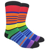 Colorful Rainbow Pride Striped Print Pattern Knit Crew Socks