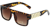 Watch Band Link Chain Square Luxury Sunglasses w/ Tinted Lenses