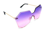 Rimless Oversized Laser Cut Futuristic One Piece Shield Lens Luxury Sunglasses