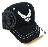 United States Air Force 3D Wings Logo Stripe Black Adjustable Hat