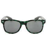Black & Green Marijuana Weed Leaf Square Sunglasses - Black Lenses
