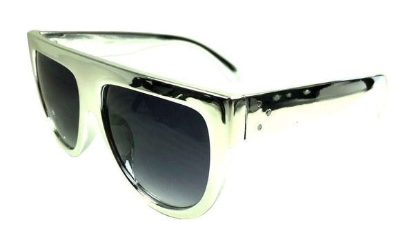 Retro Metallic Round Flat Top Sunglasses