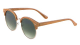 Faux Bamboo Wood Print Horn Rimmed Round Sunglasses