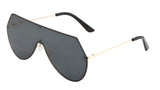 Oversized Rimless Flat Top One Piece Shield Lens Aviator Sunglasses