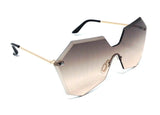 Rimless Oversized Laser Cut Futuristic One Piece Shield Lens Luxury Sunglasses