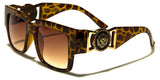 Kleo Square Gold Lion Head Medallion Buckle Retro Luxury Sunglasses