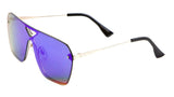 Oversized Rimless Square Flat Top One Piece Shield Lens Aviator Sunglasses