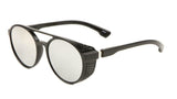 Pines Luxury Flat Top Round Lens Aviator Sunglasses w/ Mesh Side Shield