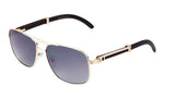 Luxe Executive Metal & Faux Wood Aviator Sunglasses