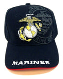 United States Marine Corps Black 3D Anchor Globe Logo Adjustable Hat