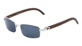 Debonair Metal & Faux Wood Slim Half Rim Rectangular Luxury Sunglasses
