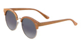 Faux Bamboo Wood Print Horn Rimmed Round Sunglasses