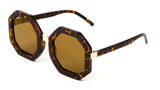 Thick Bold Oversized Frame Octagon John Lennon Luxury Sunglasses w/ Flat Lenses