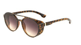 Pines Luxury Flat Top Round Lens Aviator Sunglasses w/ Mesh Side Shield