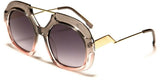 Fancy Thick Bold Trendy Oversized Elegant Round Circle Lens Sunglasses