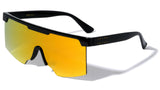 Oversized Semi Rimless Square Shield Aviator One Piece Lens Sunglasses