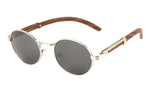 Scholar Luxury Oval Metal & Faux Wood Sunglasses