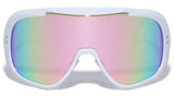 Futuristic Oversized Shield One Piece Lens Wrap Around Sport Sunglasses