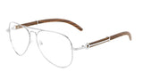 Maverick Metal & Faux Wood Aviator Eyeglasses / Clear Lens Sunglasses - Frames