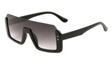 Oversized Semi Rimless Flat Top Shield Square Sunglasses