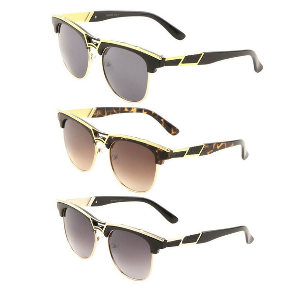 Horn Rimmed Square Classic Half Rim Frame Sunglasses